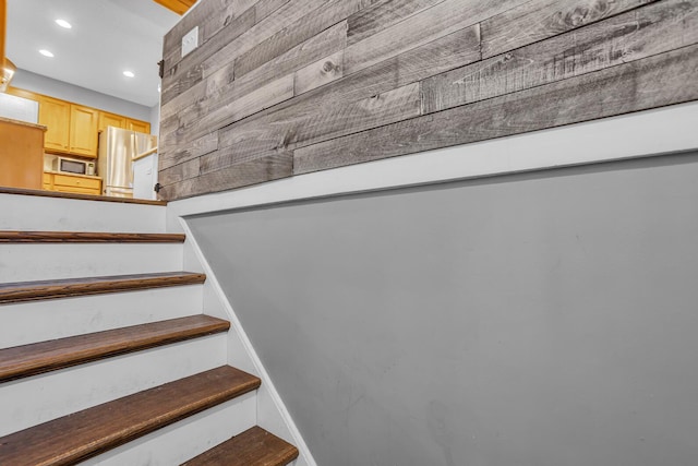 1307 Winston Dr, Jackson, MI 49203 - staircase featuring recessed lighting