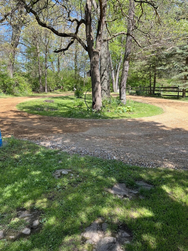 surrounding community featuring a yard and fence