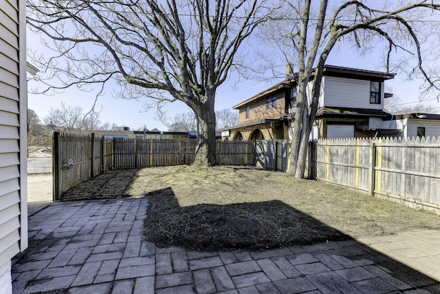 view of yard with a patio area and a fenced backyard