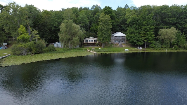 water view with a wooded view