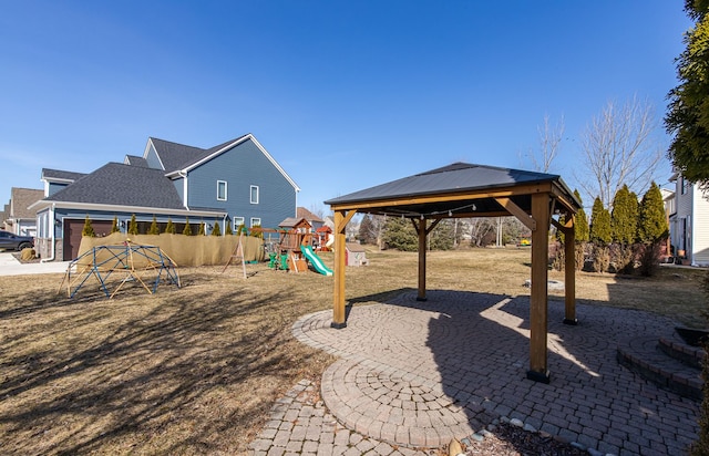 view of playground with a gazebo