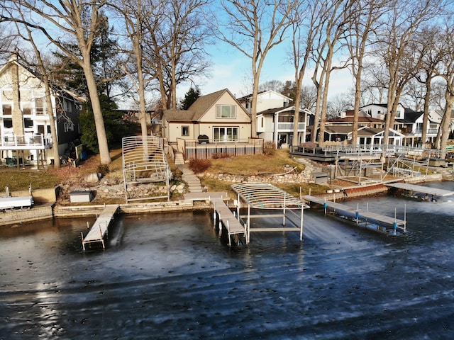 dock area with a residential view