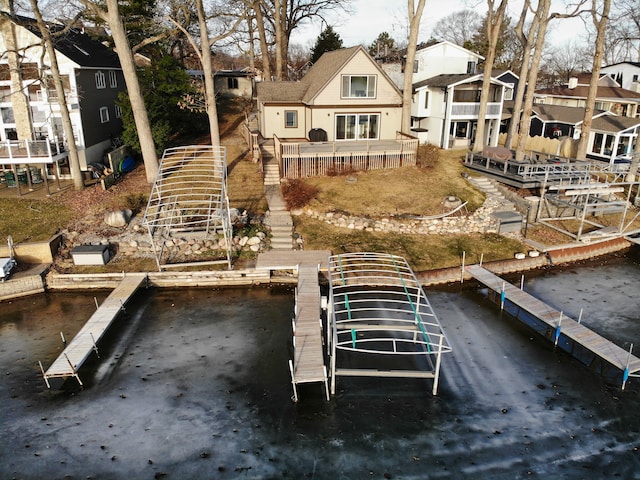 dock area with a residential view