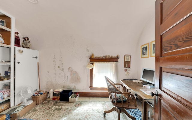 office with vaulted ceiling