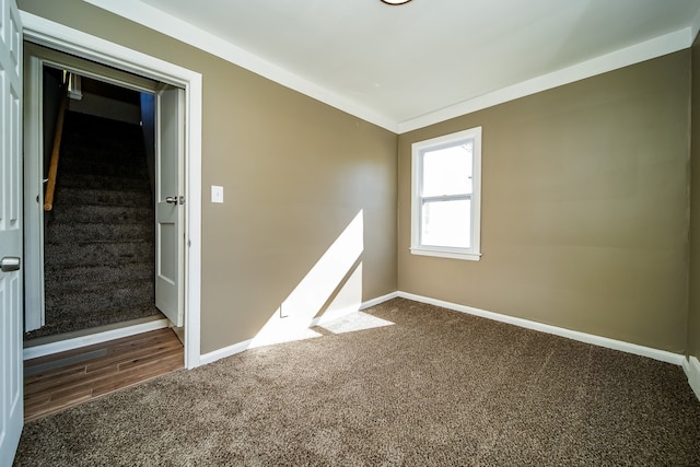 spare room with carpet flooring and baseboards