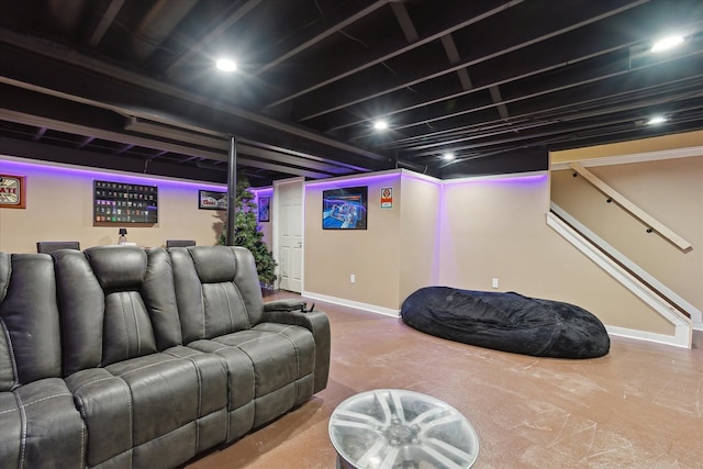 home theater featuring baseboards