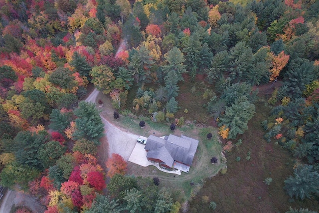 aerial view featuring a forest view