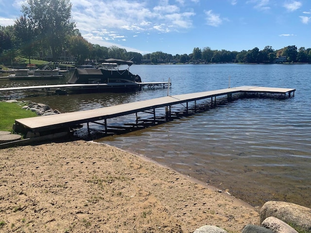 view of dock featuring a water view