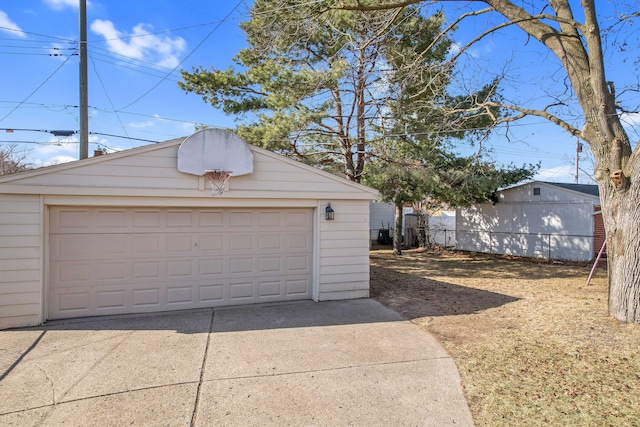 view of detached garage