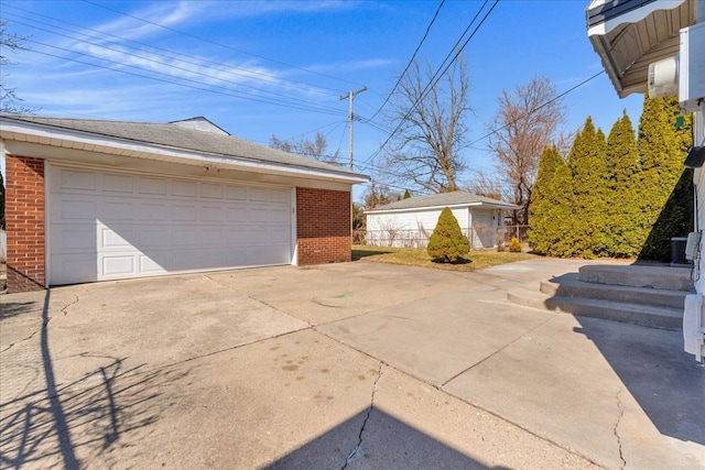 view of detached garage