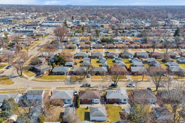 bird's eye view featuring a residential view