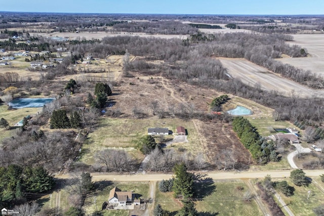 aerial view with a rural view