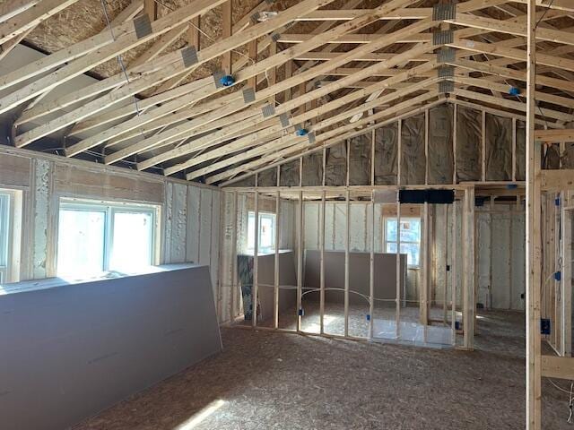 misc room featuring lofted ceiling