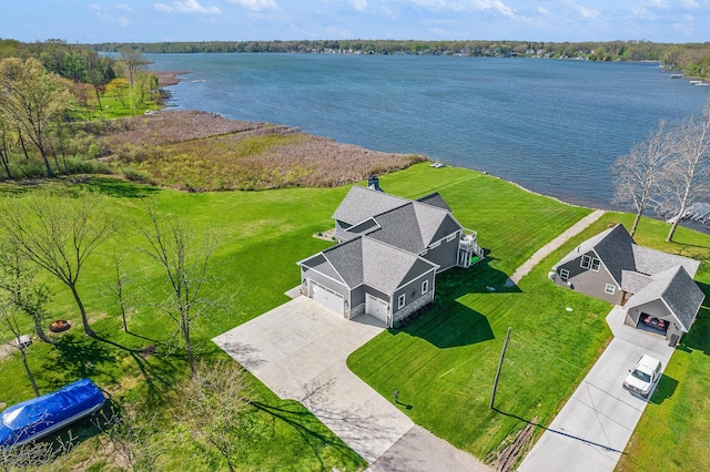 bird's eye view featuring a water view