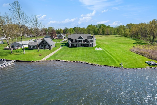 bird's eye view featuring a water view