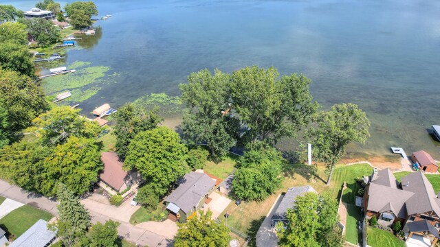 aerial view with a residential view and a water view