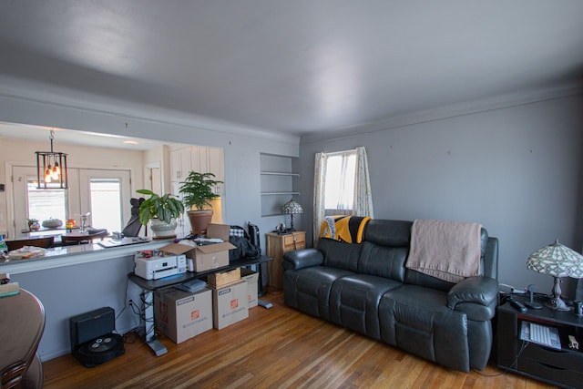 living area with wood finished floors