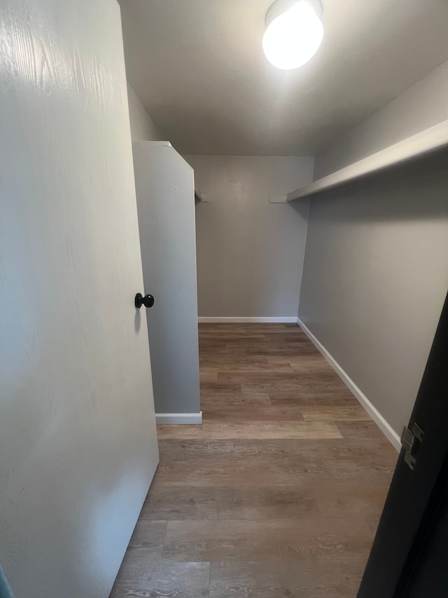 spacious closet with wood finished floors