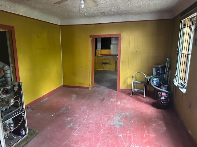 1728 Bellevue St, Detroit, MI 48207 - interior space with a textured ceiling and a ceiling fan