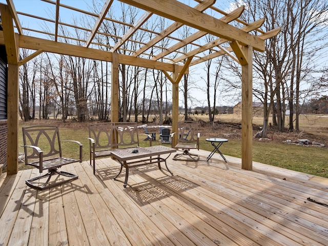 wooden terrace with a pergola