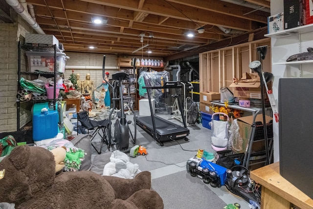 view of unfinished basement