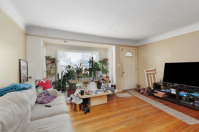 living room with light wood finished floors