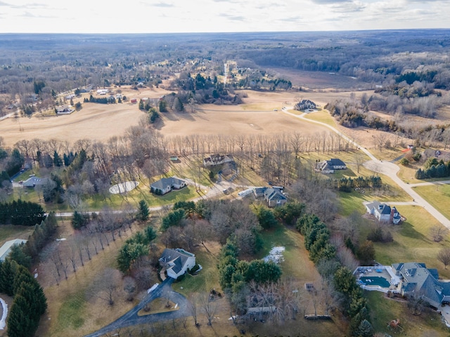 aerial view featuring a rural view