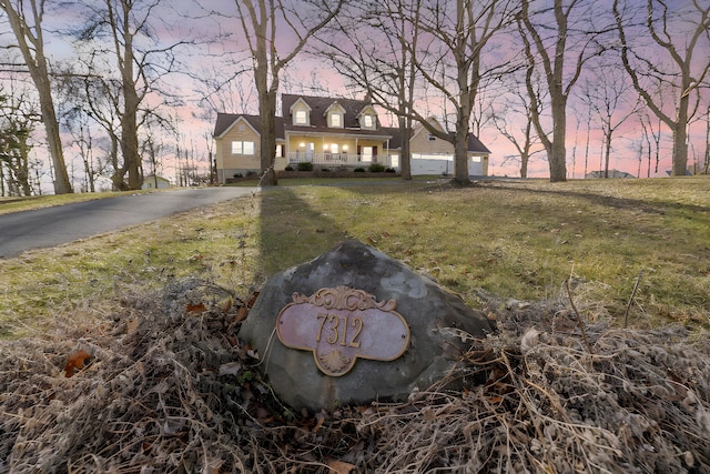 view of front of house with a yard