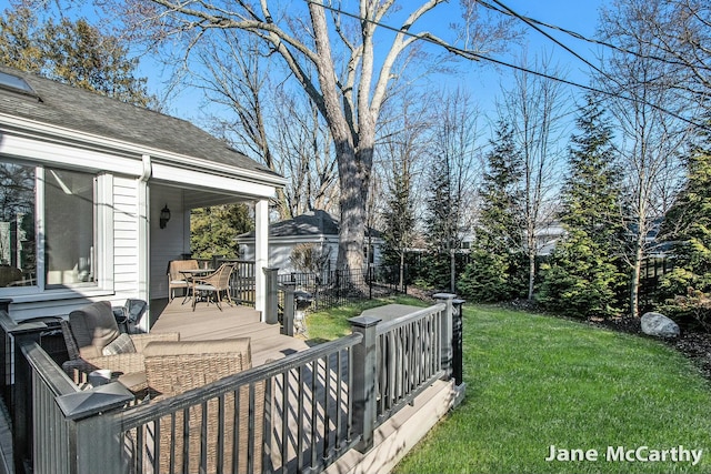 view of yard featuring a deck