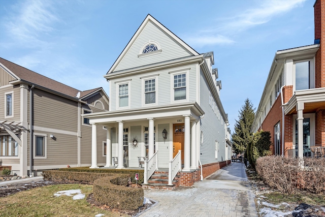 view of front facade featuring covered porch