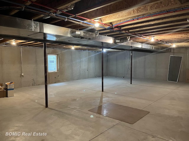 view of unfinished basement