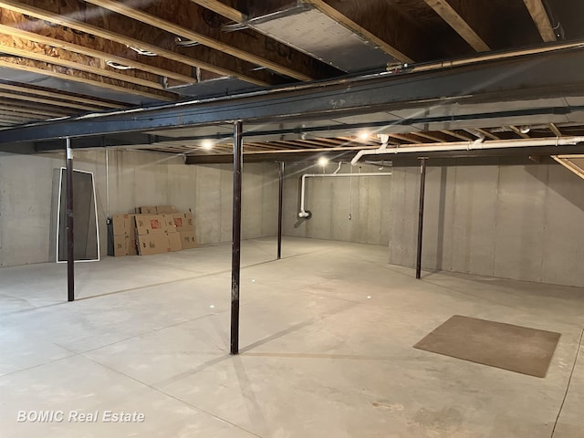 view of unfinished basement