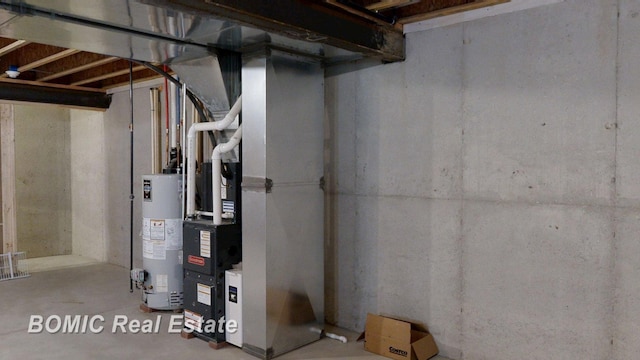utility room with water heater