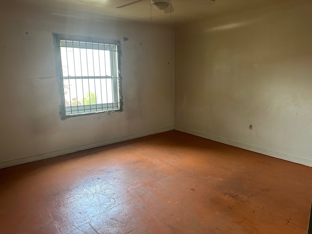 spare room featuring ceiling fan