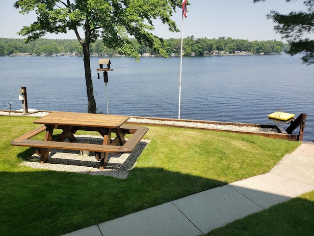 5569 Front St, Newaygo, MI 49337 - view of green lawn featuring a water view and a dock