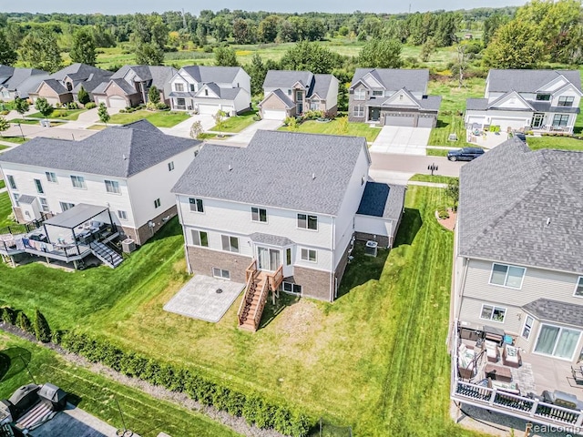 aerial view with a residential view