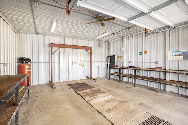 garage with metal wall