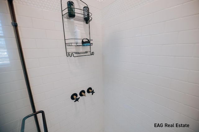 interior details with a shower stall