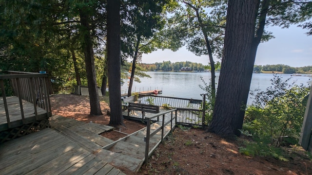 deck with a water view