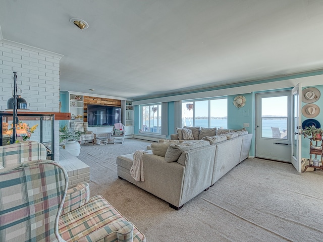 view of carpeted living area