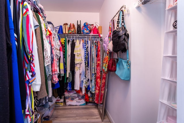 walk in closet featuring wood finished floors