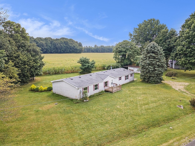 birds eye view of property with a rural view