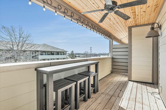 deck featuring a ceiling fan