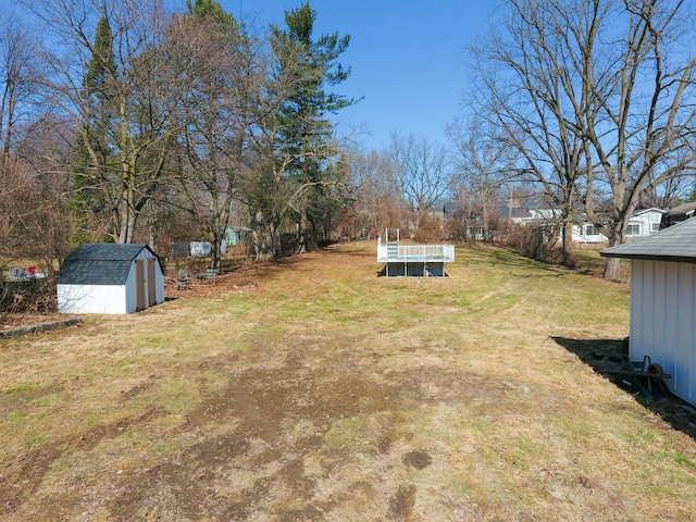 view of yard with a storage unit and an outbuilding