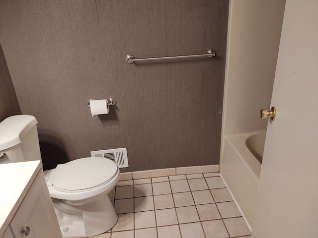 21641 Jacksonville St, Farmington Hills, MI 48336 - bathroom featuring visible vents, toilet, a bathing tub, tile patterned flooring, and vanity