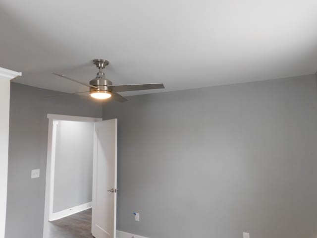 18978 Prairie St, Detroit, MI 48221 - empty room featuring baseboards, ceiling fan, and wood finished floors