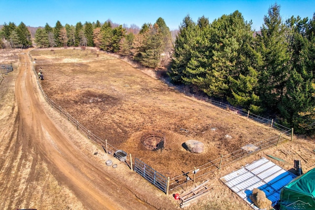 bird's eye view with a rural view