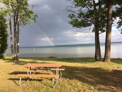 view of home's community with a water view