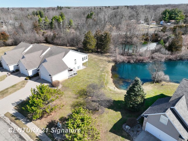 bird's eye view featuring a water view