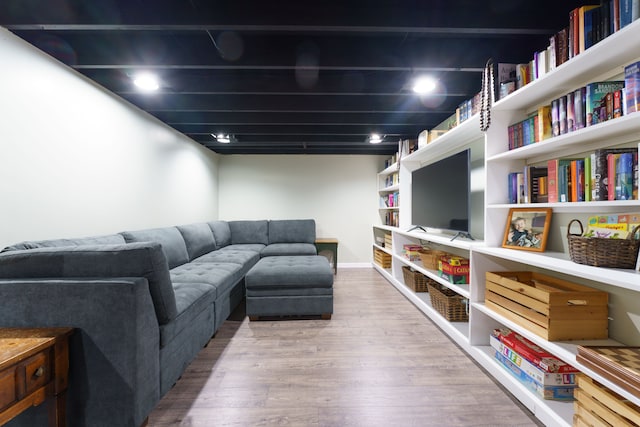 living room with wood finished floors